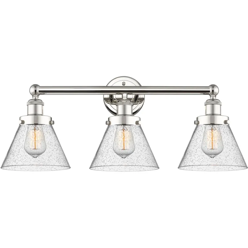 Cone 3 Light 24.5 inch Polished Nickel Bath Vanity Light Wall Light in Seedy