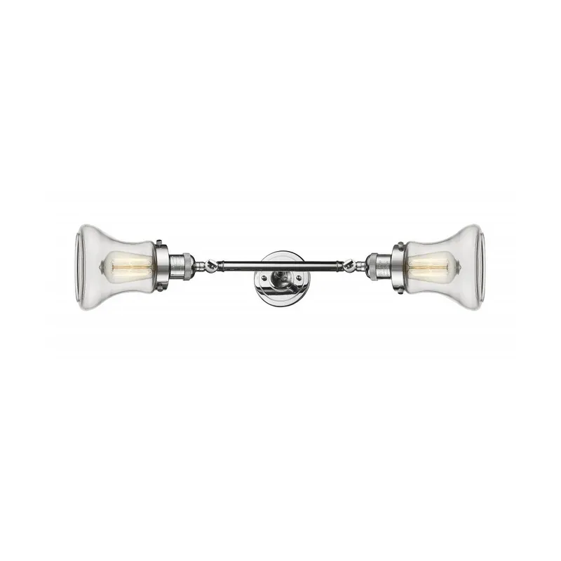 Franklin Restoration Bellmont 2 Light 6 inch Polished Chrome Bath Vanity Light Wall Light in Clear Glass, Franklin Restoration