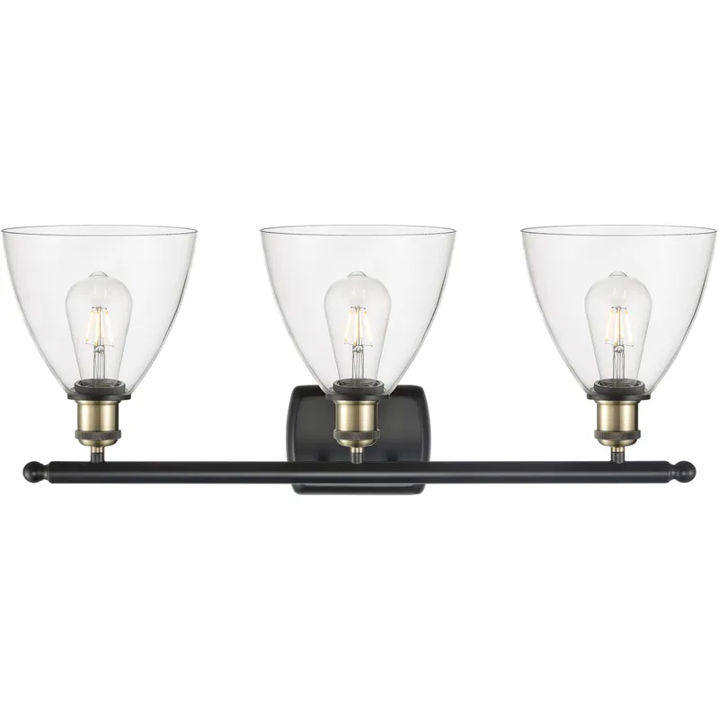 Ballston Ballston Dome LED 28 inch Black Antique Brass Bath Vanity Light Wall Light in Clear Glass