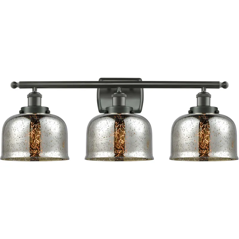 Ballston Bell LED 26 inch Oil Rubbed Bronze Bath Vanity Light Wall Light in Silver Plated Mercury Glass