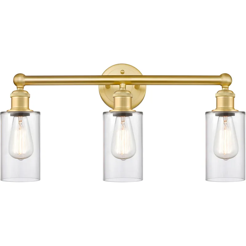 Clymer 3 Light 21.88 inch Satin Gold Bath Vanity Light Wall Light in Clear