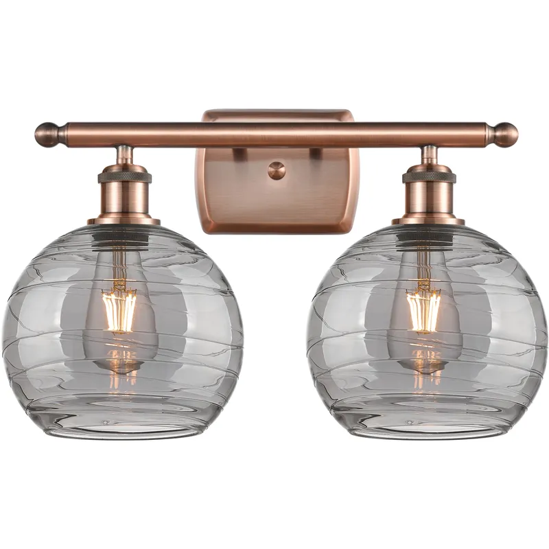 Ballston Athens Deco Swirl 2 Light 18 inch Antique Copper Bath Vanity Light Wall Light