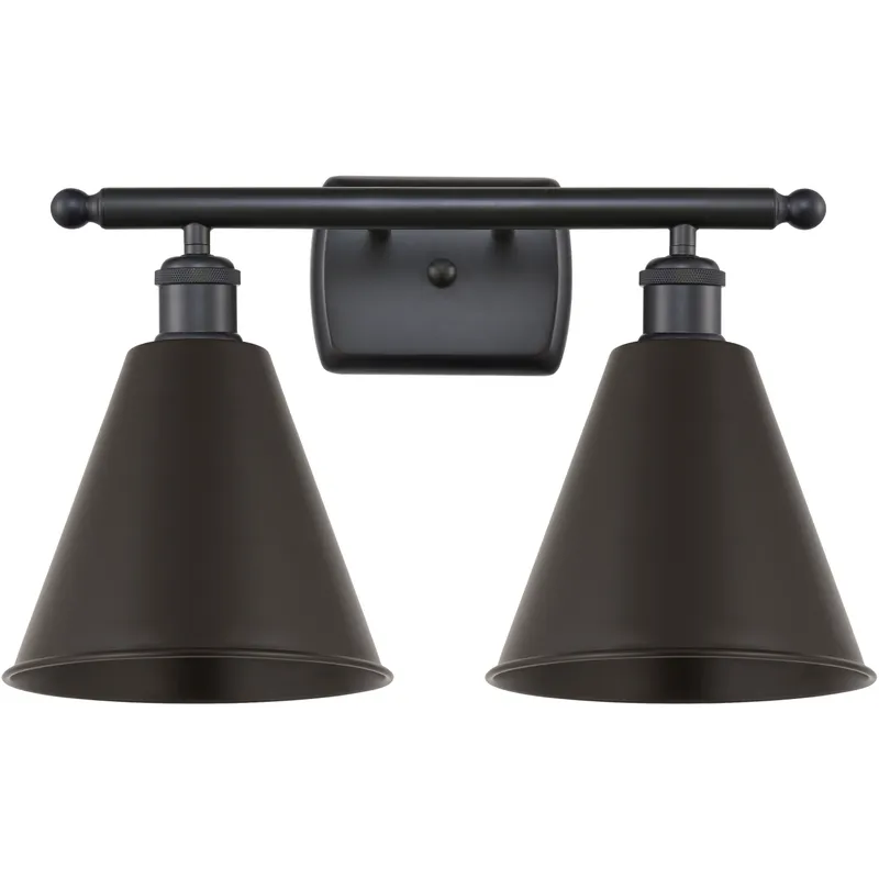 Ballston Cone 2 Light 18 inch Matte Black Bath Vanity Light Wall Light