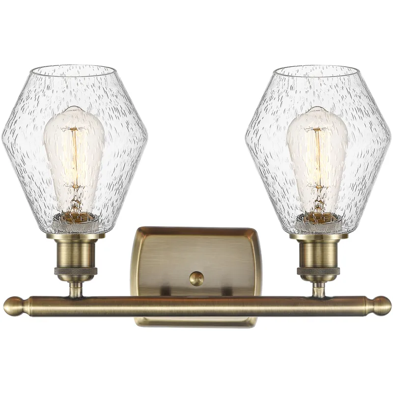 Ballston Cindyrella 2 Light 16 inch Antique Brass Bath Vanity Light Wall Light in Incandescent, Seedy Glass