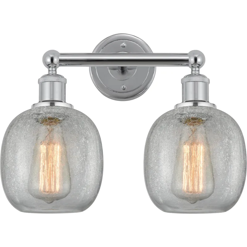 Edison Belfast 2 Light 15 inch Polished Chrome Bath Vanity Light Wall Light in Clear Crackle Glass