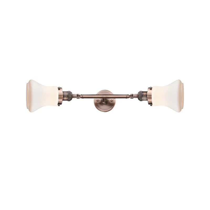 Franklin Restoration Bellmont LED 6 inch Antique Copper Bath Vanity Light Wall Light in Matte White Glass, Franklin Restoration