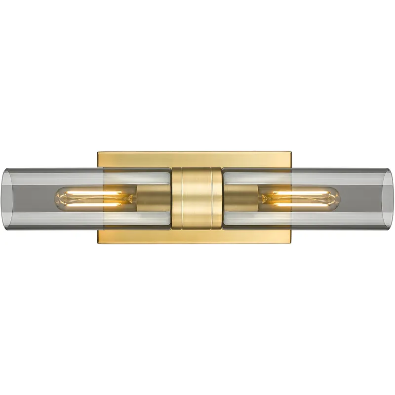 Ballston Urban 2 Light 18 inch Satin Gold Bath Vanity Light Wall Light in Light Smoke Glass