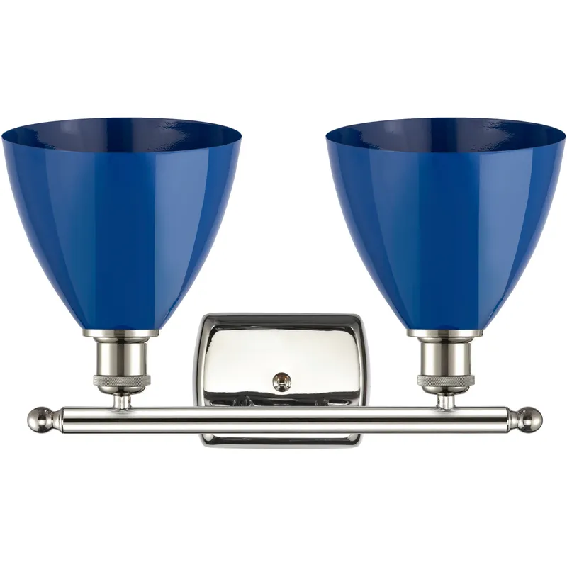 Ballston Plymouth Dome 2 Light 18 inch Polished Nickel Bath Vanity Light Wall Light in Matte Blue