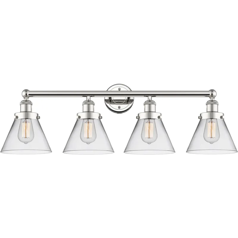 Cone 4 Light 34.75 inch Polished Nickel Bath Vanity Light Wall Light in Clear
