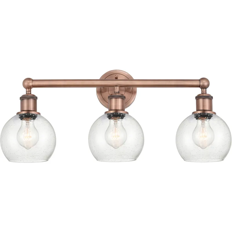 Athens 3 Light 24 inch Antique Copper Bath Vanity Light Wall Light in Seedy