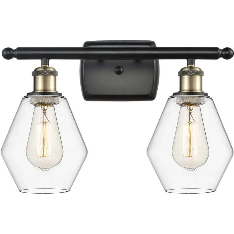 Ballston Cindyrella LED 16 inch Black Antique Brass Bath Vanity Light Wall Light in Clear Glass