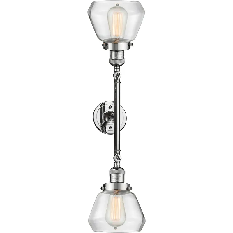 Franklin Restoration Fulton 2 Light 17 inch Polished Chrome Bath Vanity Light Wall Light in Clear Glass, Franklin Restoration