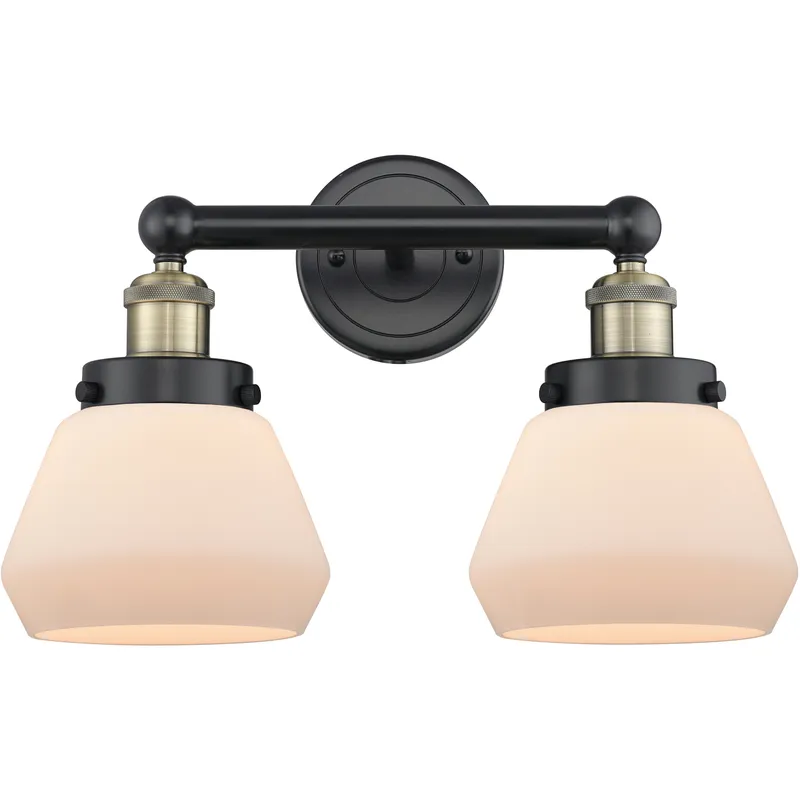 Fulton 2 Light 15.5 inch Black Antique Brass Bath Vanity Light Wall Light in Matte White