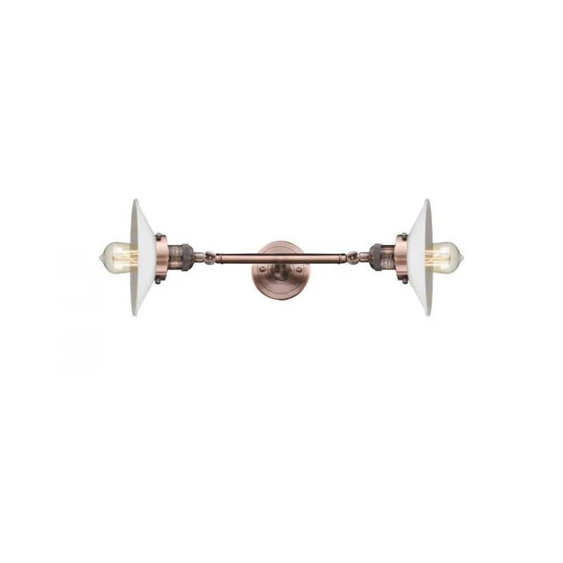 Franklin Restoration Halophane LED 9 inch Antique Copper Bath Vanity Light Wall Light in Matte White Halophane Glass, Franklin Restoration
