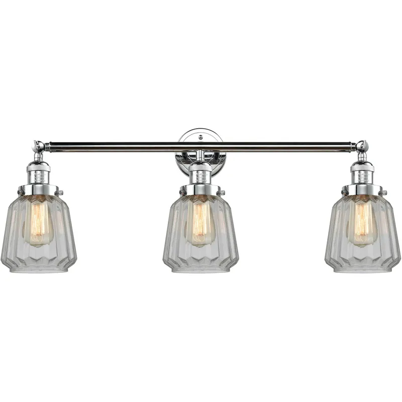 Franklin Restoration Chatham LED 30 inch Polished Chrome Bath Vanity Light Wall Light in Clear Glass, Franklin Restoration