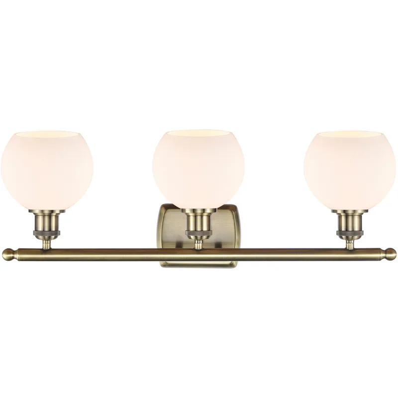 Ballston Athens LED 26 inch Antique Brass Bath Vanity Light Wall Light in Matte White Glass