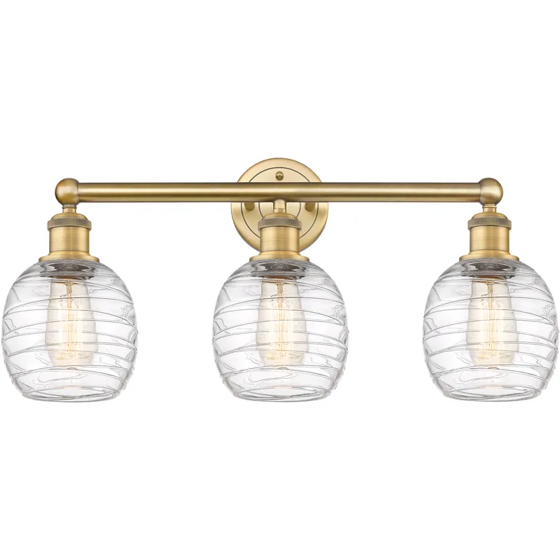 Belfast 3 Light 24 inch Brushed Brass Bath Vanity Light Wall Light in Deco Swirl