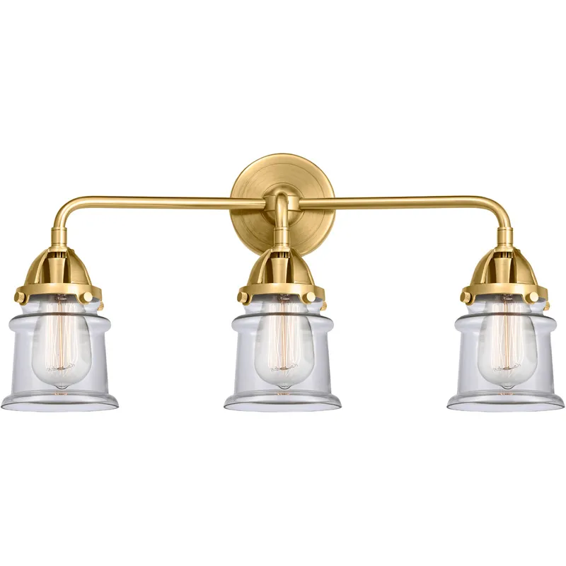 Nouveau 2 Small Canton LED 23.25 inch Satin Gold Bath Vanity Light Wall Light in Clear Glass