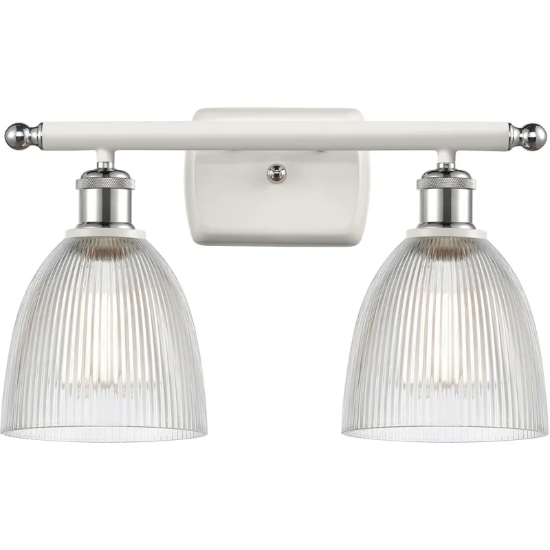 Ballston Castile 2 Light 16 inch White and Polished Chrome Bath Vanity Light Wall Light in Clear Glass, Ballston