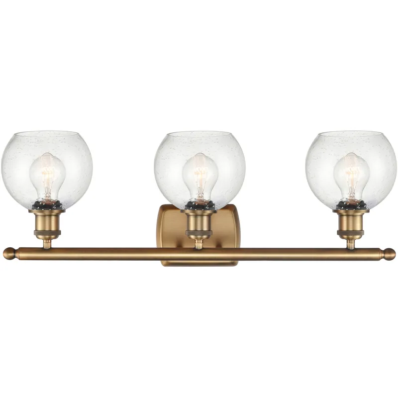 Ballston Athens LED 26 inch Brushed Brass Bath Vanity Light Wall Light in Seedy Glass