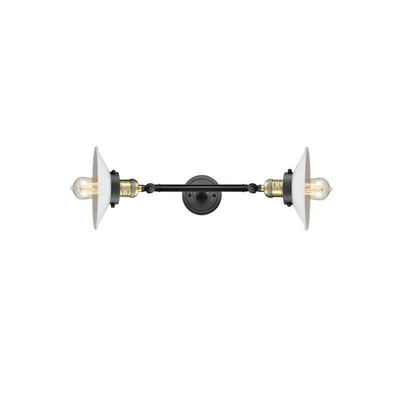 Franklin Restoration Halophane LED 9 inch Black Antique Brass Bath Vanity Light Wall Light in Matte White Halophane Glass, Franklin Restoration