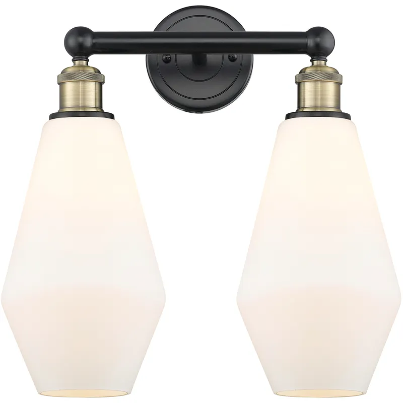 Cindyrella 2 Light 16 inch Black Antique Brass Bath Vanity Light Wall Light in Cased Matte White
