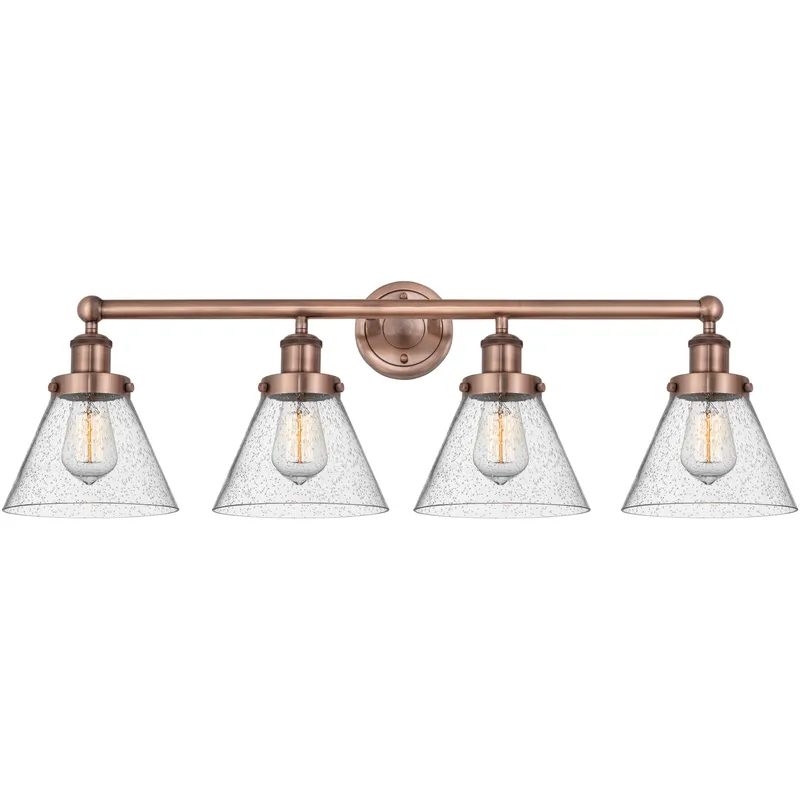 Cone 4 Light 33.5 inch Antique Copper Bath Vanity Light Wall Light in Seedy