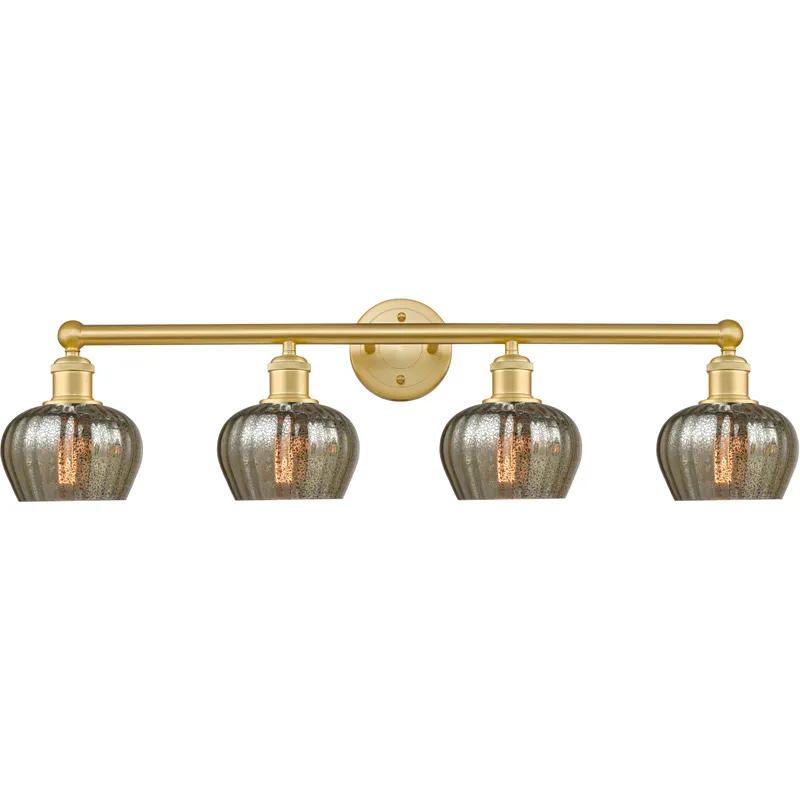 Fenton 4 Light 33.5 inch Satin Gold Bath Vanity Light Wall Light in Mercury