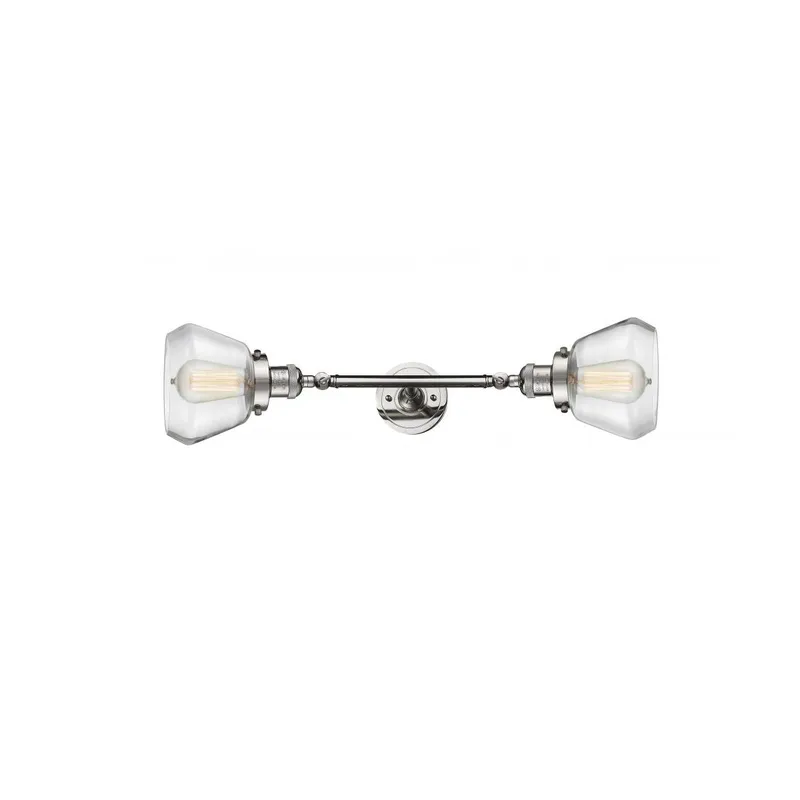 Franklin Restoration Fulton 2 Light 7 inch Polished Nickel Bath Vanity Light Wall Light in Clear Glass, Franklin Restoration