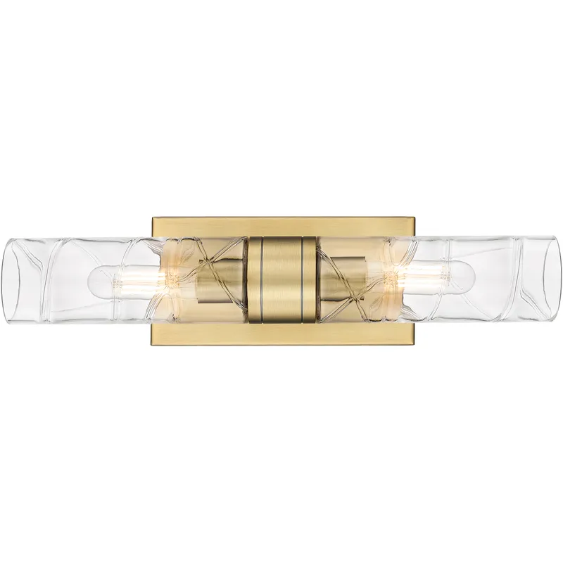 Ballston Urban 2 Light 18 inch Brushed Brass Bath Vanity Light Wall Light in Deco Swirl Glass