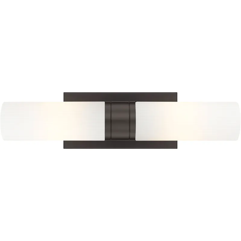 Ballston Urban 2 Light 18 inch Oil Rubbed Bronze Bath Vanity Light Wall Light in Striped White Glass