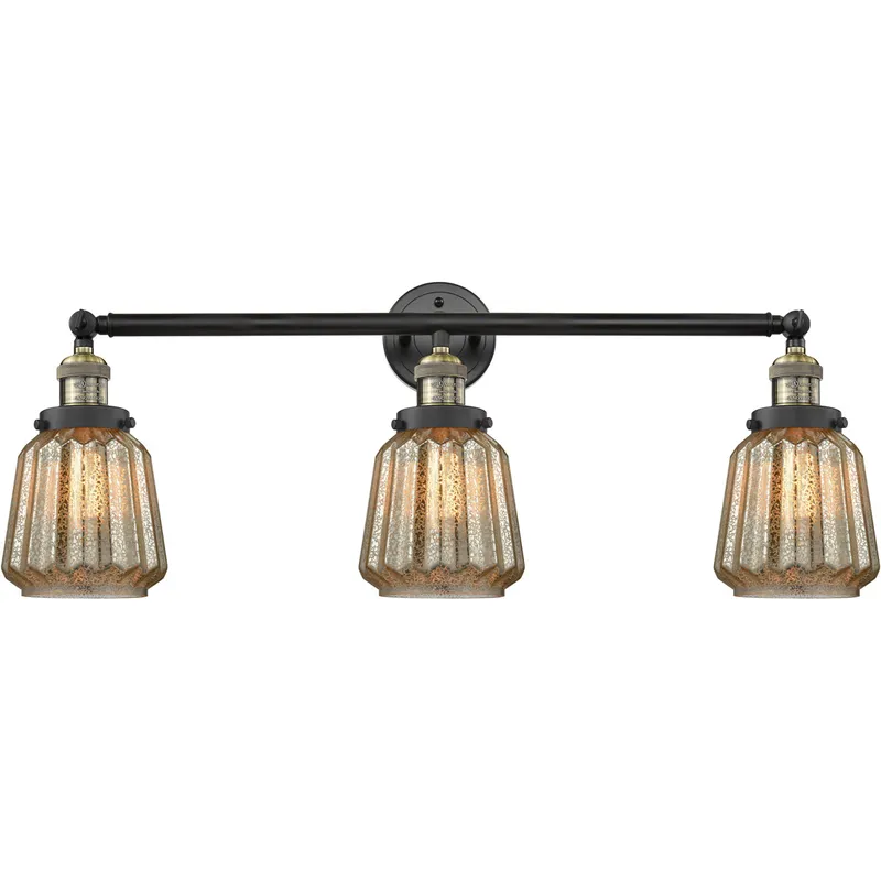 Franklin Restoration Chatham LED 30 inch Black Antique Brass Bath Vanity Light Wall Light in Mercury Glass, Franklin Restoration