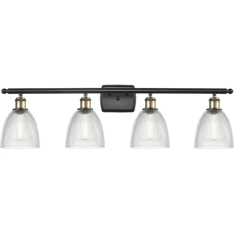 Ballston Castile LED 36 inch Black Antique Brass Bath Vanity Light Wall Light in Clear Glass, Ballston