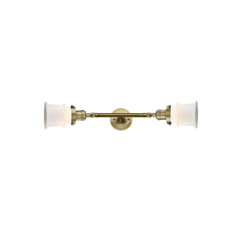 Franklin Restoration Small Canton 2 Light 6 inch Brushed Brass Bath Vanity Light Wall Light in Matte White Glass, Franklin Restoration