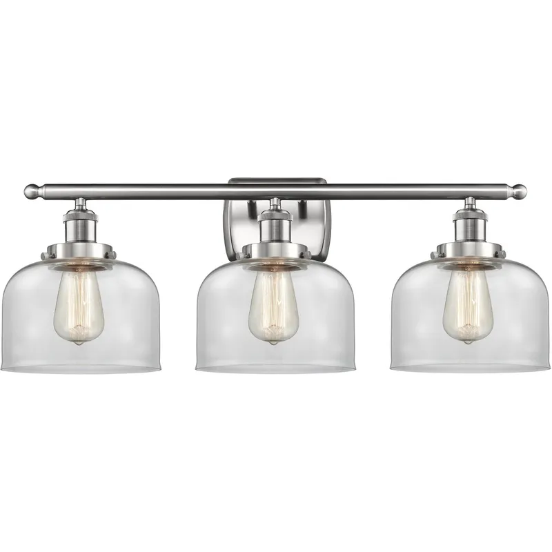 Ballston Large Bell LED 26 inch Brushed Satin Nickel Bath Vanity Light Wall Light in Clear Glass, Ballston