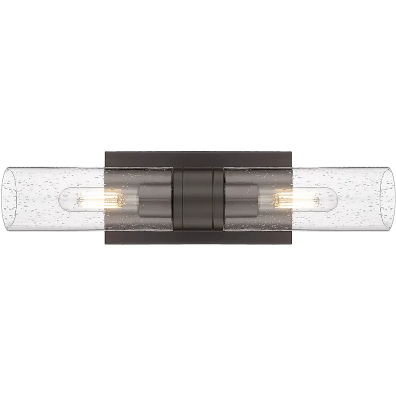 Ballston Urban 2 Light 18 inch Oil Rubbed Bronze Bath Vanity Light Wall Light in Seedy Glass