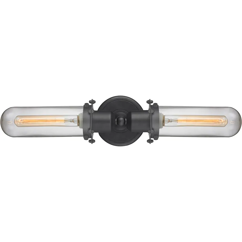 Austere Centri LED 22 inch Matte Black Bath Vanity Light Wall Light in Clear Glass, Austere
