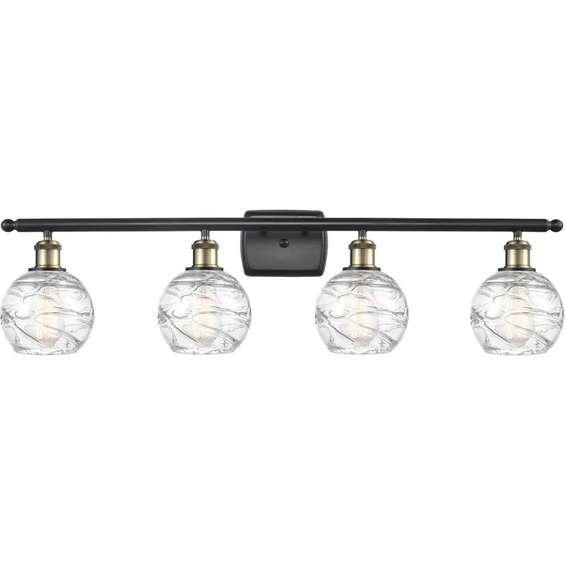 Ballston Small Deco Swirl LED 36 inch Black Antique Brass Bath Vanity Light Wall Light, Ballston