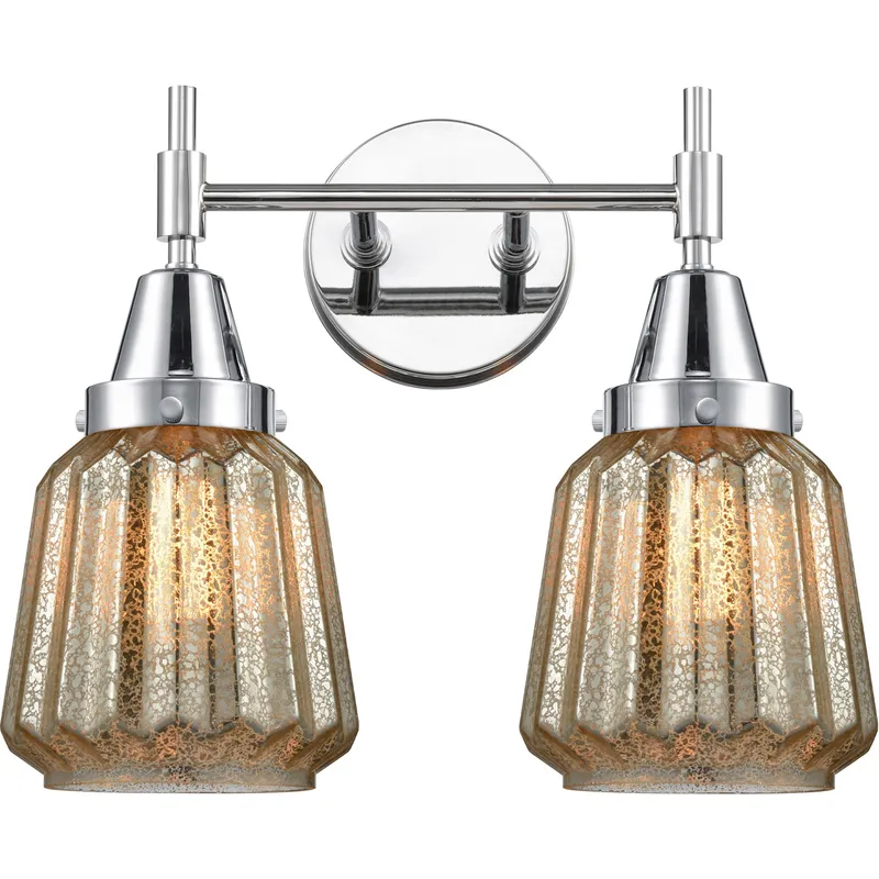 Caden LED 15.25 inch Polished Chrome Bath Vanity Light Wall Light in Mercury Glass