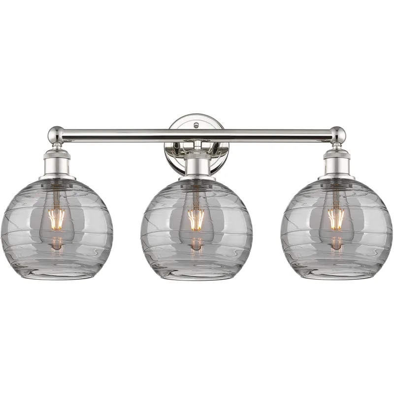 Edison Athens Deco Swirl 3 Light 26 inch Polished Nickel Bath Vanity Light Wall Light