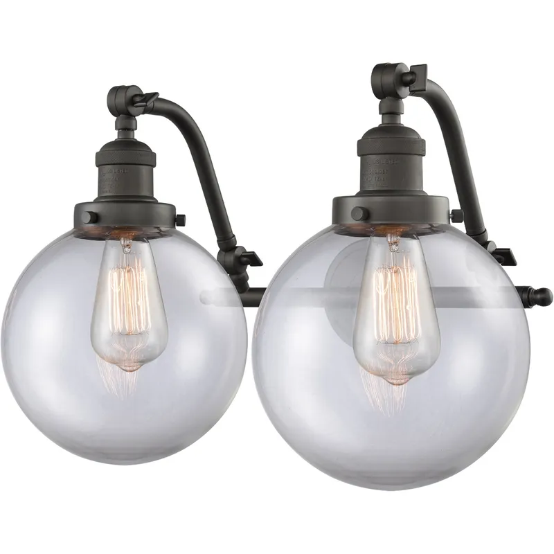 Franklin Restoration Large Beacon LED 18 inch Oil Rubbed Bronze Bath Vanity Light Wall Light in Clear Glass, Franklin Restoration