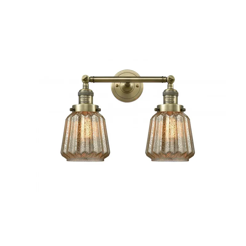 Franklin Restoration Chatham LED 16 inch Antique Brass Bath Vanity Light Wall Light in Mercury Glass, Franklin Restoration