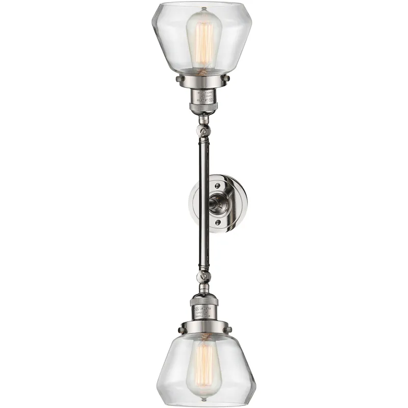 Franklin Restoration Fulton 2 Light 17 inch Polished Nickel Bath Vanity Light Wall Light in Clear Glass, Franklin Restoration