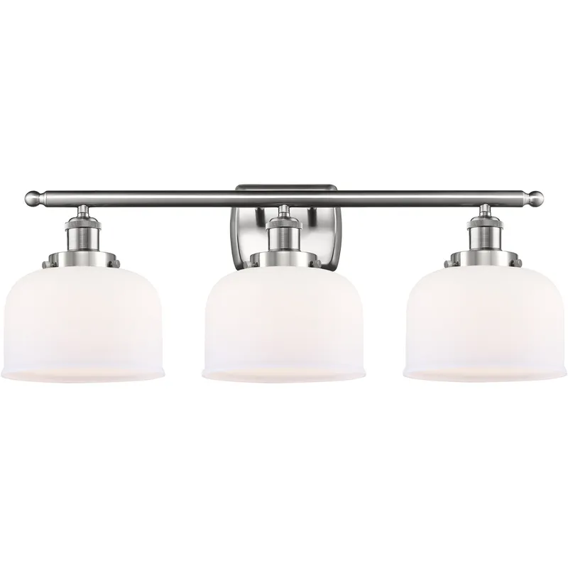 Ballston Large Bell LED 26 inch Brushed Satin Nickel Bath Vanity Light Wall Light in Matte White Glass, Ballston