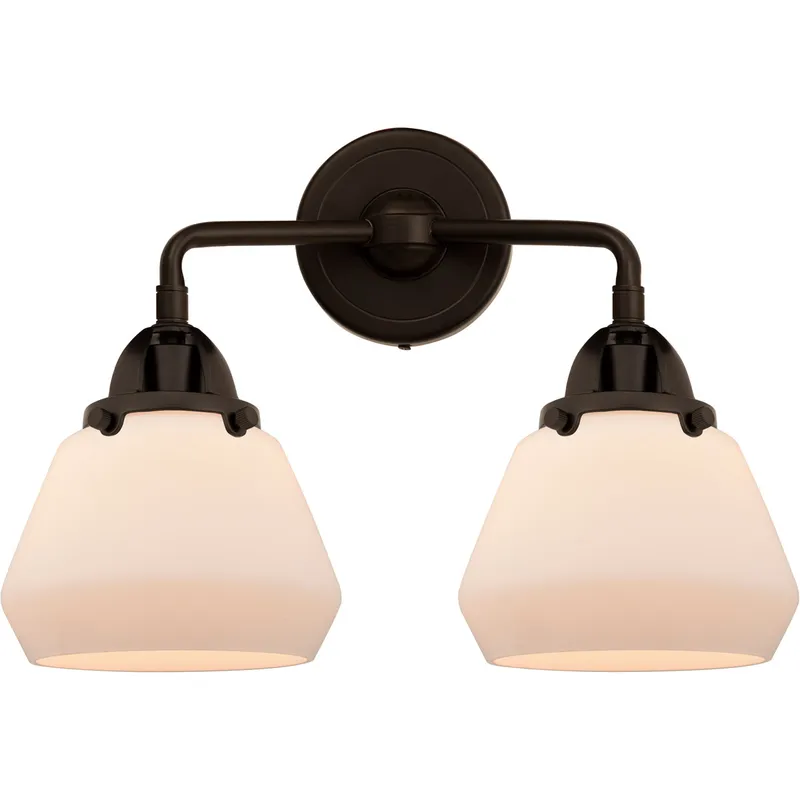 Nouveau 2 Fulton LED 14.75 inch Oil Rubbed Bronze Bath Vanity Light Wall Light in Matte White Glass