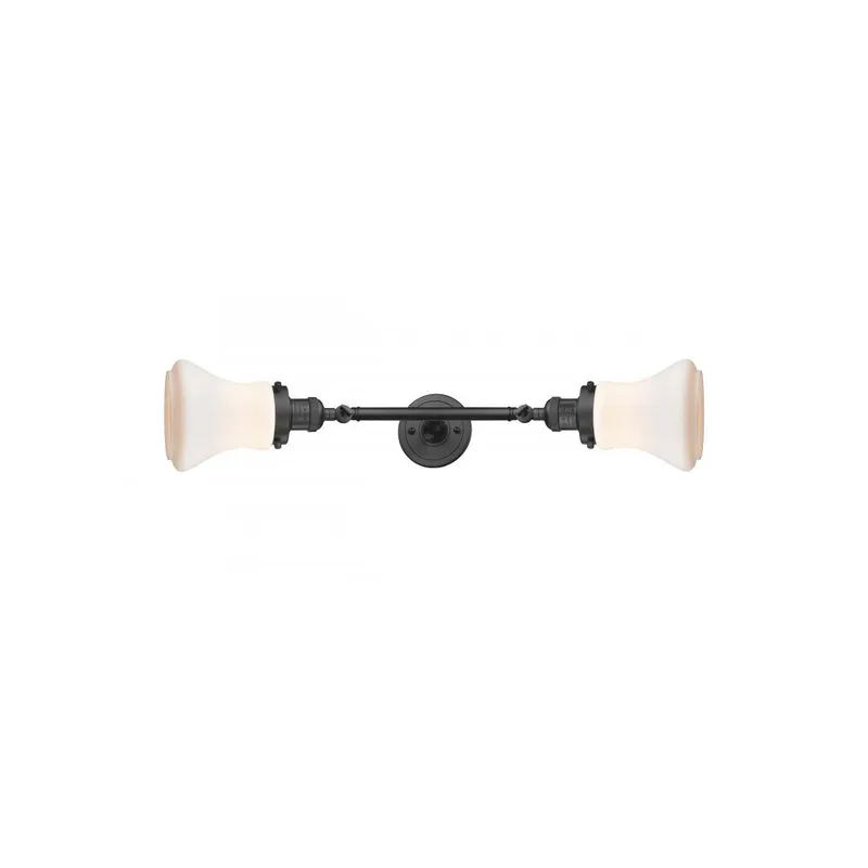 Franklin Restoration Bellmont 2 Light 6 inch Oil Rubbed Bronze Bath Vanity Light Wall Light in Matte White Glass, Franklin Restoration