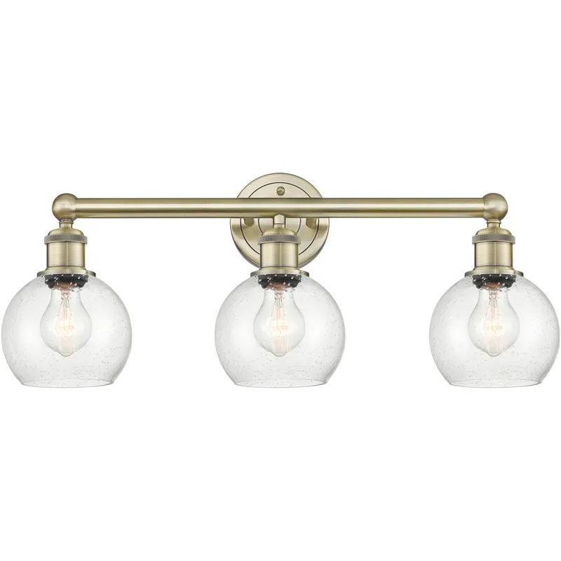 Athens 3 Light 24 inch Antique Brass Bath Vanity Light Wall Light in Seedy