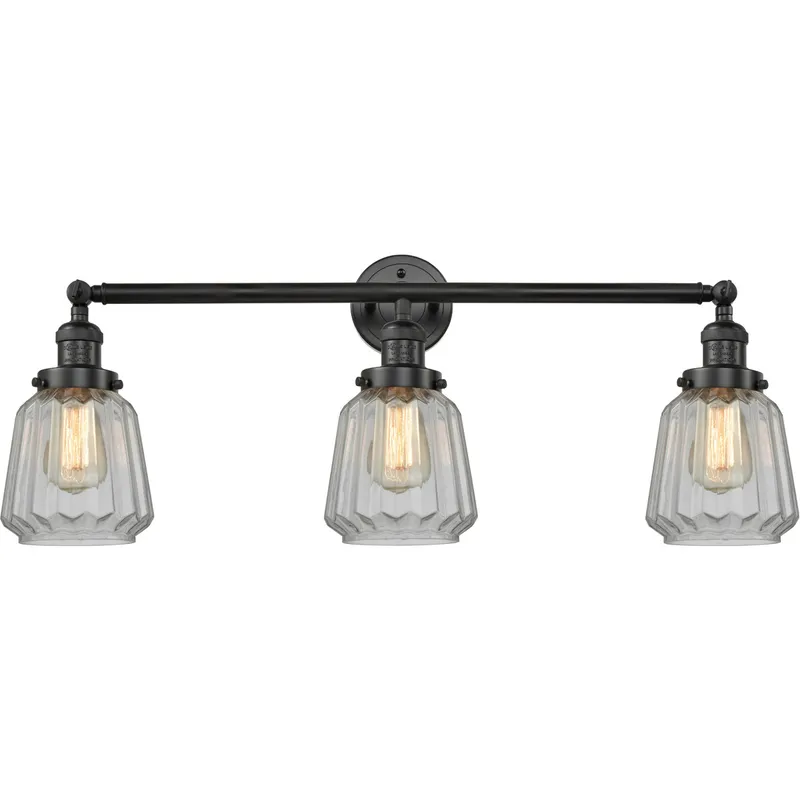 Franklin Restoration Chatham LED 30 inch Matte Black Bath Vanity Light Wall Light in Clear Glass, Franklin Restoration