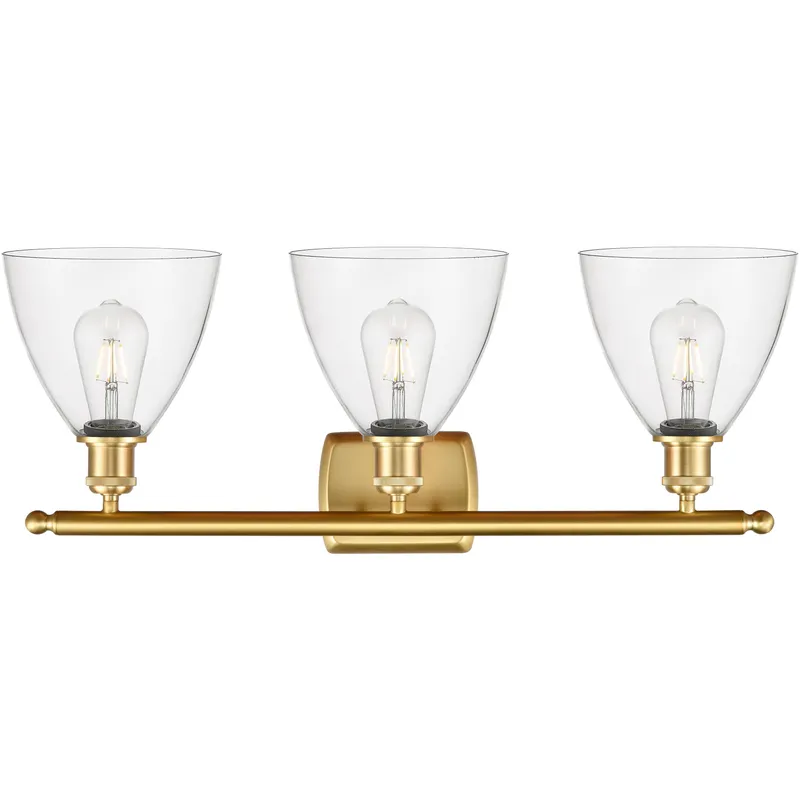 Ballston Ballston Dome LED 28 inch Satin Gold Bath Vanity Light Wall Light in Clear Glass