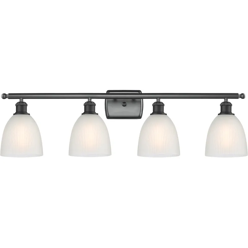 Ballston Castile LED 36 inch Matte Black Bath Vanity Light Wall Light in White Glass, Ballston